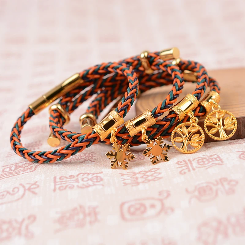 LONGJIE wholesales 925 silver Tree of life  rope bracelet handmade leather braided bracelet for woman