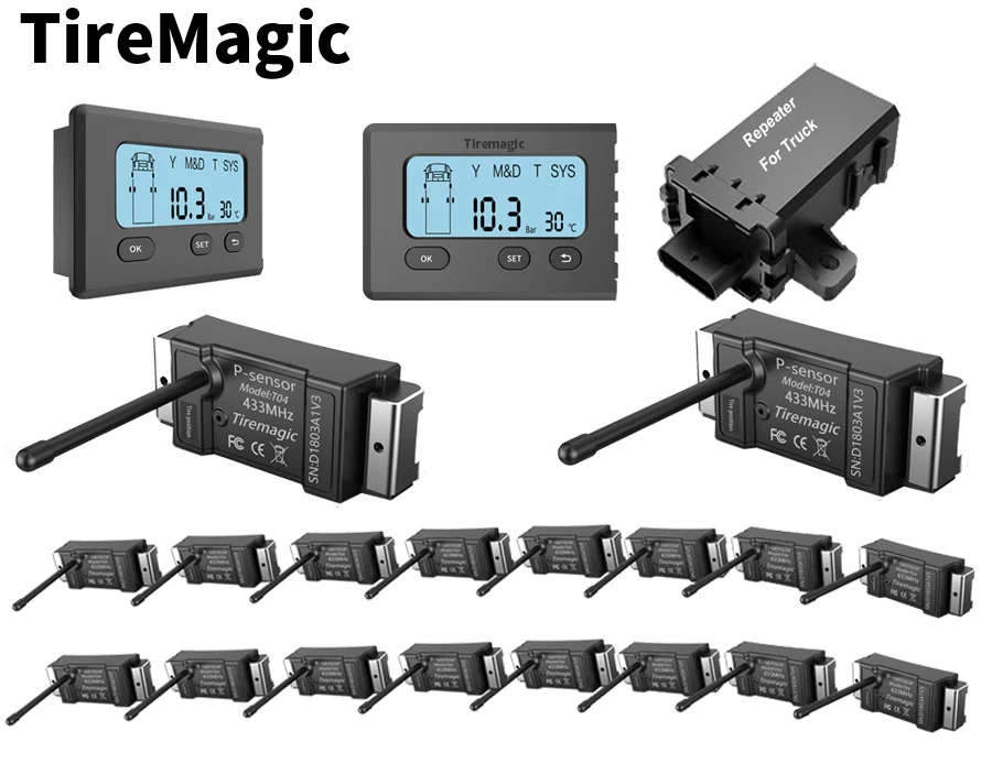 Truck TPMS For Trucks 18 Wheel 200psi Sensor Embedded 2.8inch LCD Monitor Internal Wireless Tire Pressure Monitoring System