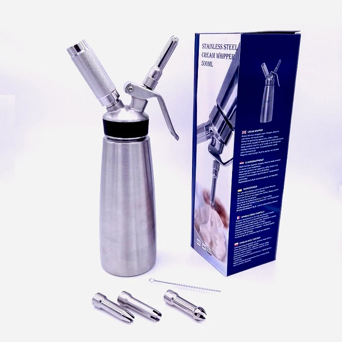 500ml heating SS Whipped Cream Dispenser with nozzles Stainless Steel Whip Cream Charger Dispenser