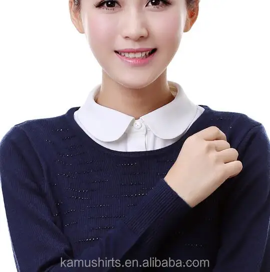 Girls Women Peter-Pan Collar  Half Shirt Blouse