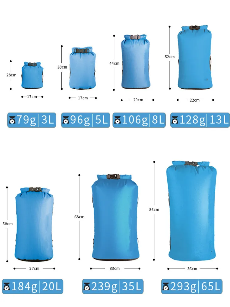 Woqi Hot Popular  Waterproof / Dry Compression Sack / 5L/10L/20L/30L Swimming, Camping, Hiking, Beach, Fishing Dry Bag