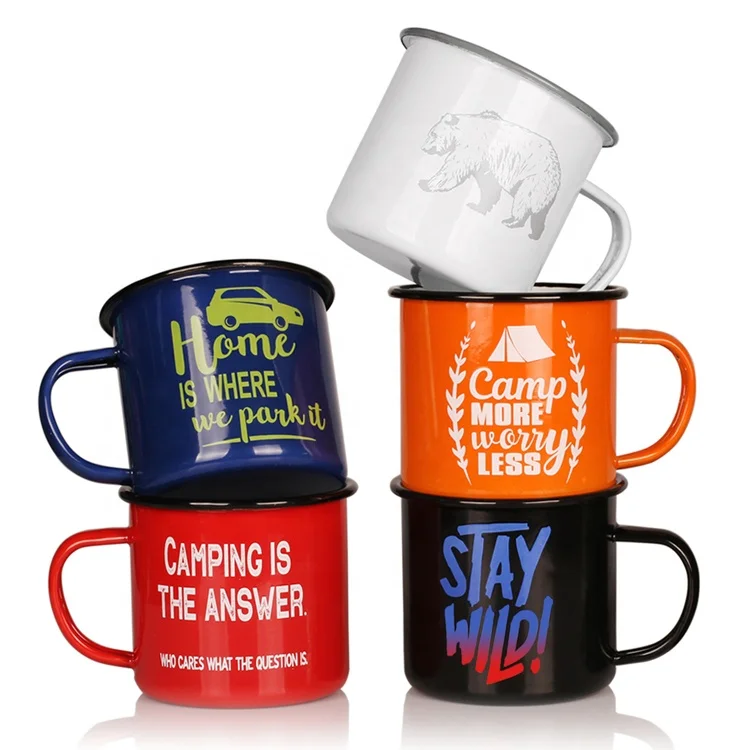 Винтажная сувенирная эмалированная Кружка на заказ, винтажная кружка для кемпинга, эмалированная кофейная кружка в стиле ретро