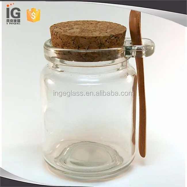 240mL Clear Glass Jar with Cork Lid & Wood Spoon