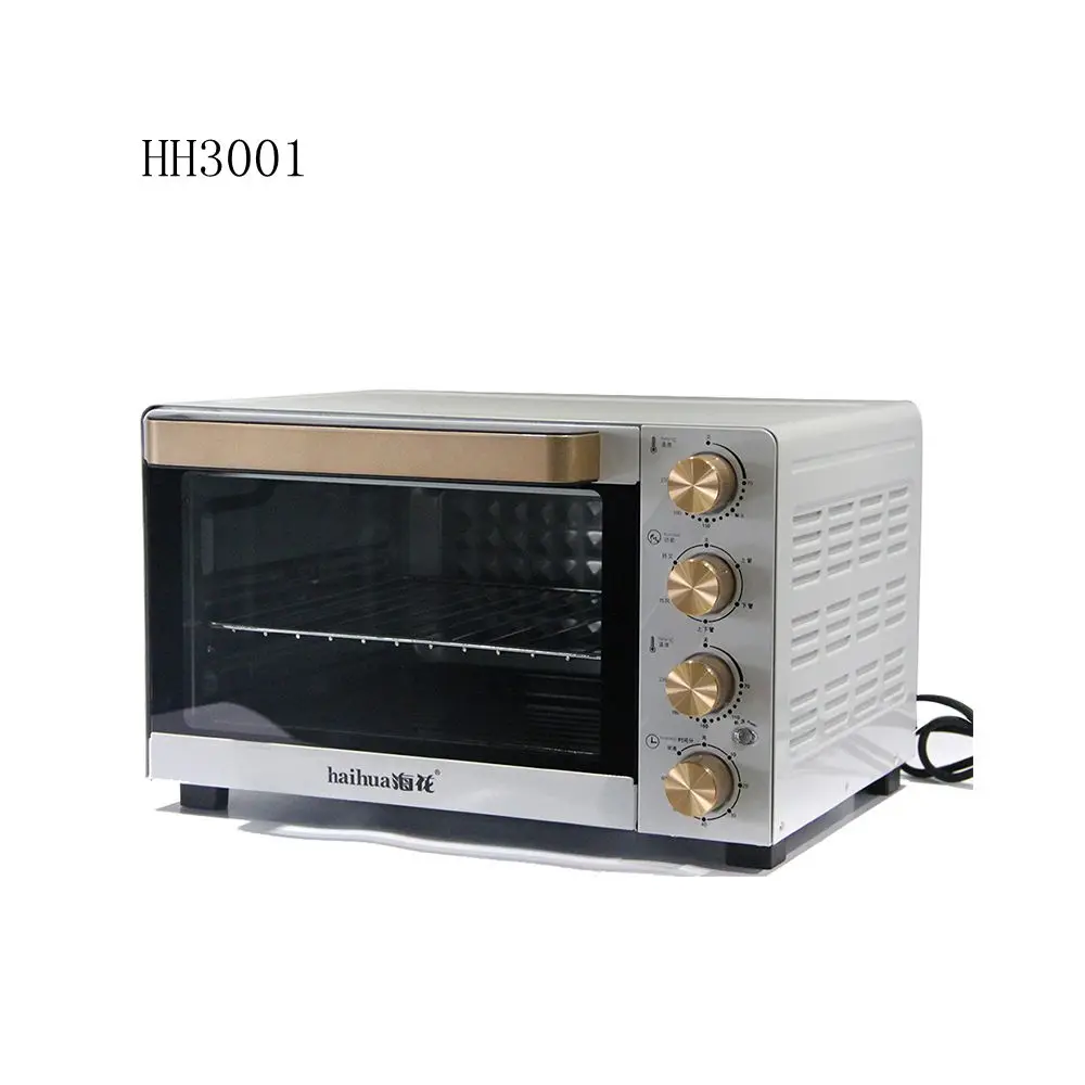 New design black silver white square 30L with thermosate small electric conventional oven for houseware desktop oven