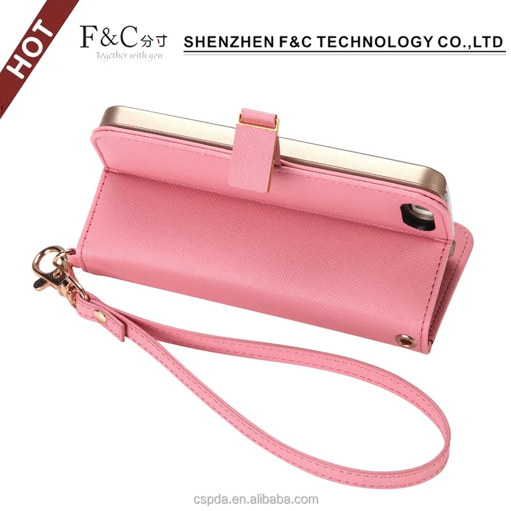 
Popular in Japan Lady use wallet style cute mobile phone cover for iphone se with hand strap 