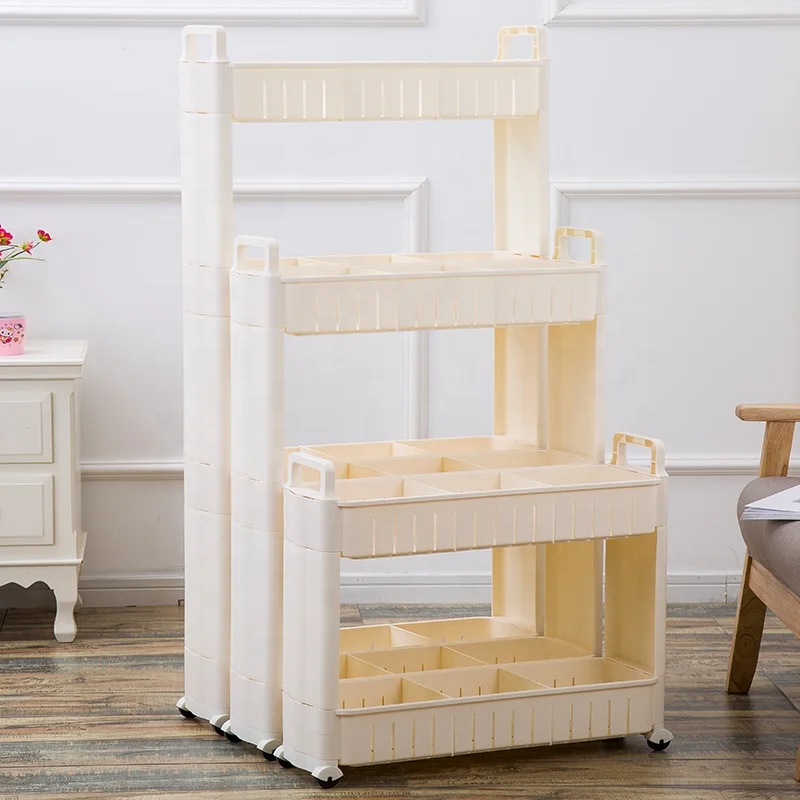 Foldable Storage Organizer Plastic Corner Shelf Moveable Rack in Kitchen Bathroom