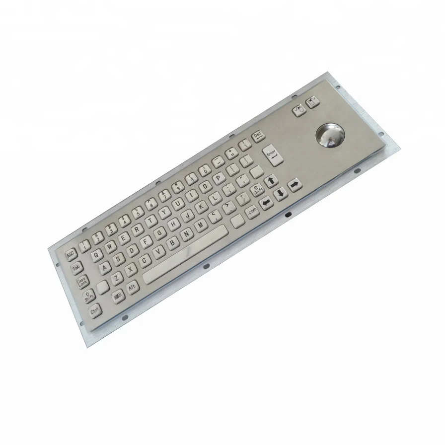 Wholesale high quality IP65 waterproof silver metal trackball keyboard