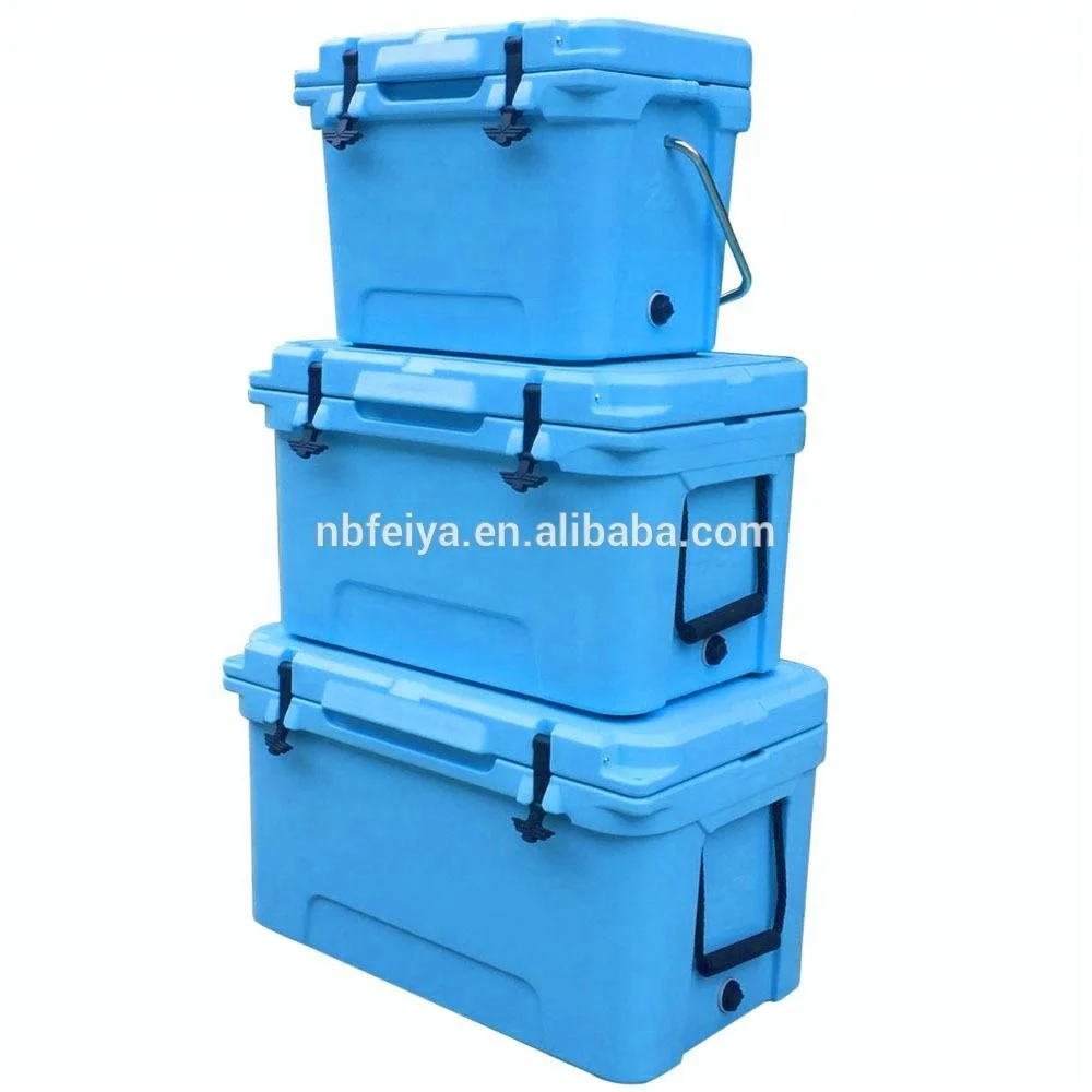 FEIYA Plastic rotomolded ice chest camping cooler box wheeled custom roto molded cooler with cup holder