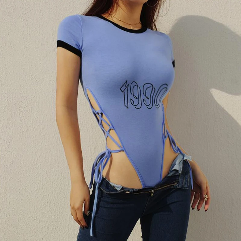 
Wholesale Fashion Design Women Conjoined Sexy Tshirt Print Undershirts Tight Conjoined Coat Render Unlined Upper Garment 