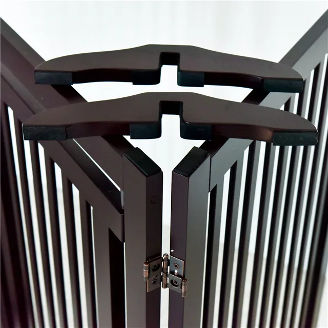 
Rich walnut solid wood fence skillfully crafted folding 4-panel pet gate 