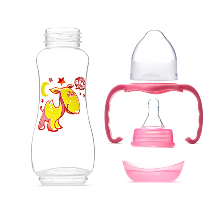 
2021 Hot Sale Food Grade PP Plastic Baby Nursing Bottles Standard Neck 240ML Baby Feeding Bottle 