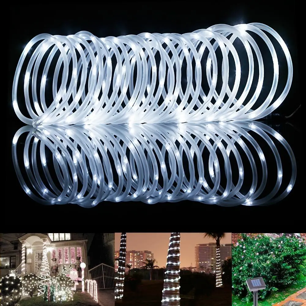 Solar Rope Lights 39ft 12M 100LED Waterproof Copper Tube Wire String Lights for Garden Yard Path Fence Stairs Backyard Patio