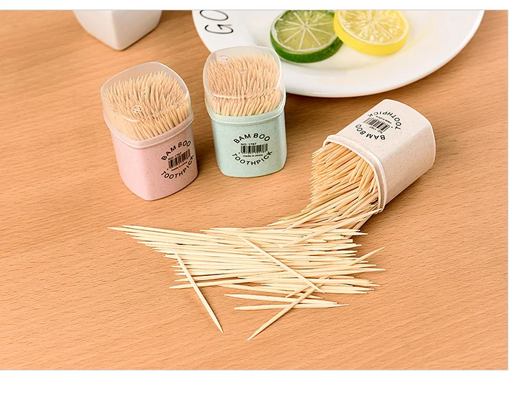 Бамбуковые Зубочистки с бамбуковой коробкой