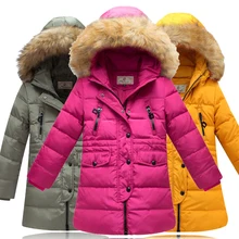 Girl 100 down winter jackets Kids long model extra thick warm Children s winter clothing Outerwear