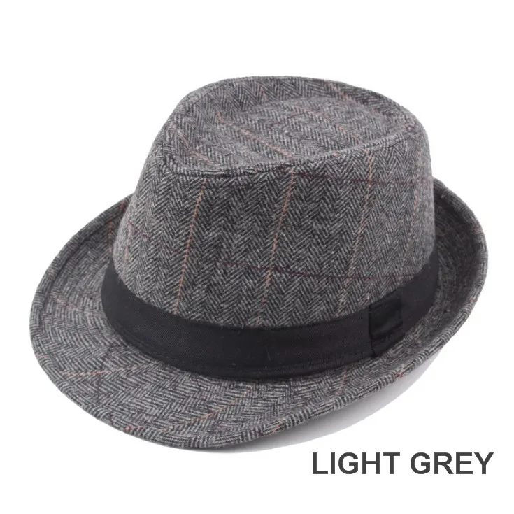 British Style Gentleman Cap Tweed Checked Men Fedora Hats