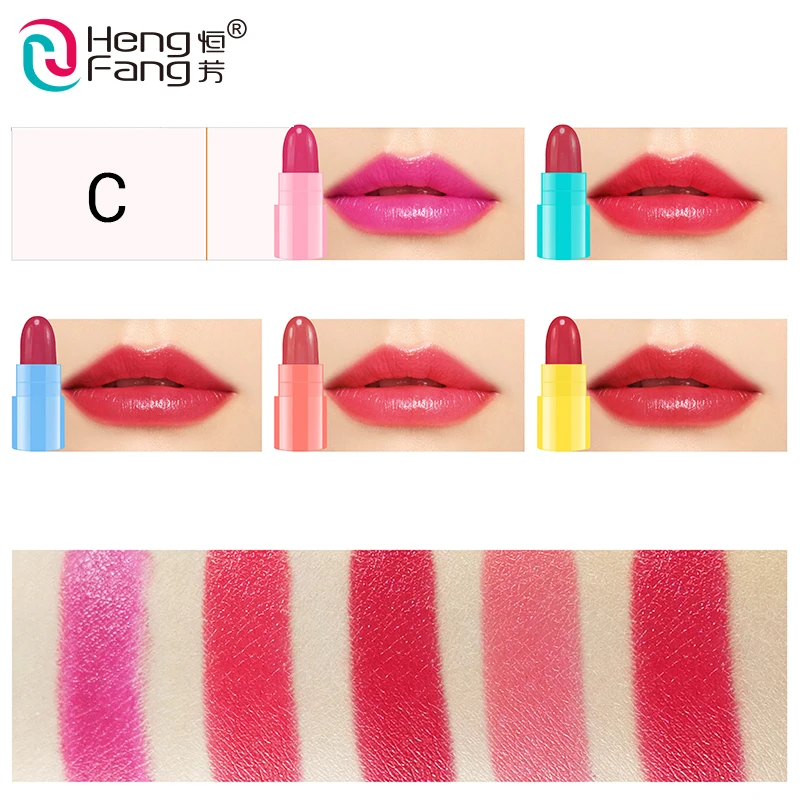 Private label high pigment cosmetic beginner use products mini 5 in 1 new fashion color lipstick set