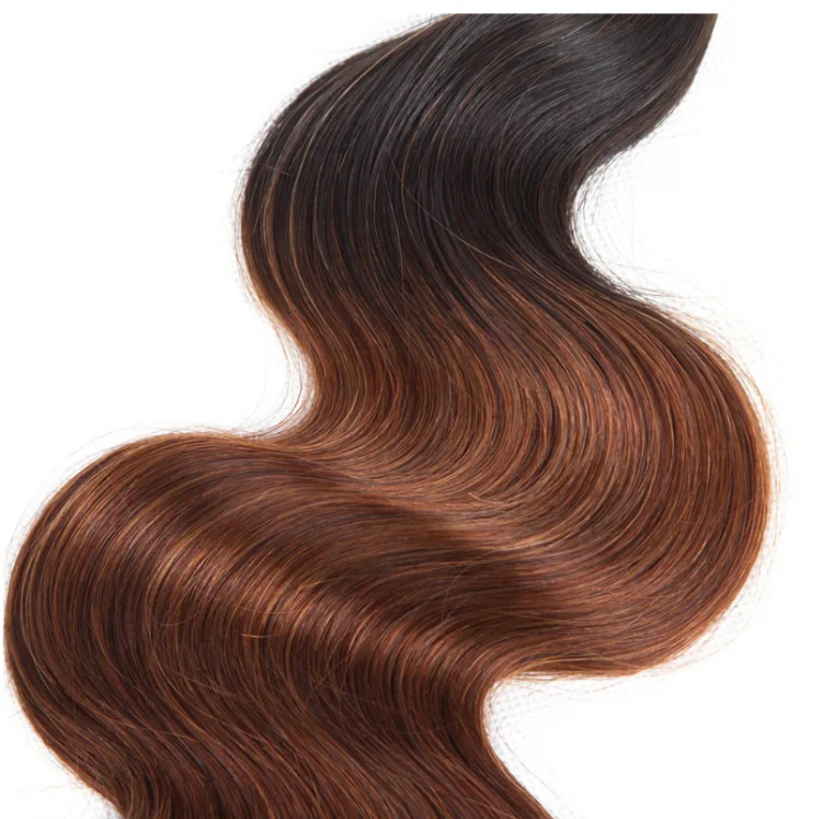 body wavy Ombre 3 Bundles with Closure Deals T1B/33# Human Hair Bundles With Closure Malaysian Hair Weave Non-remy Hair