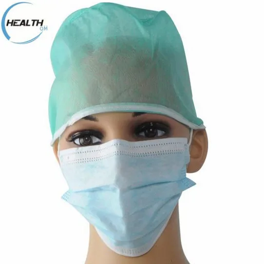 
 Одноразовый нетканый хирургический докторский колпачок с галстуками, машинное изготовление  <span style=