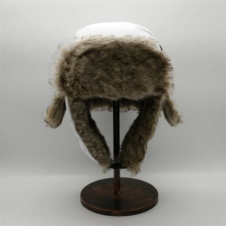Classical Winter Russian Style Trapper Hat With Faux Fur Earflap