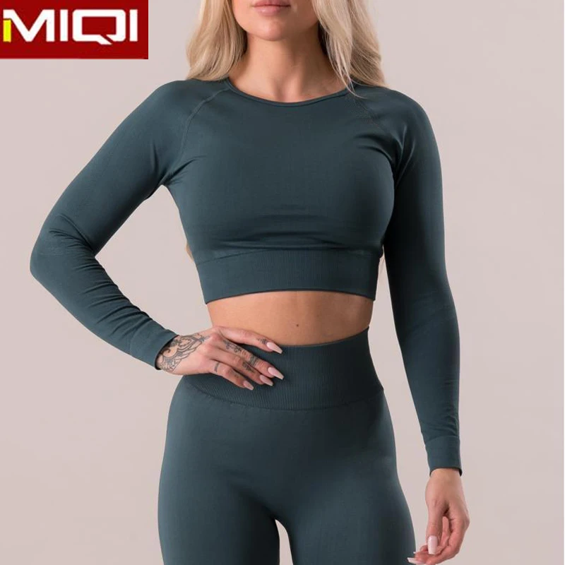 2 шт. Осенний эластичный комплект для йоги с длинным рукавом укороченные топы зимние штаны высокой талией спортзала Одежда большого размера активного отдыха женщин
