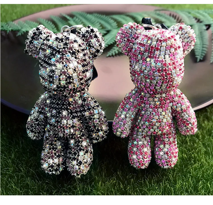 mix color rhinestone  bear keychains for girls