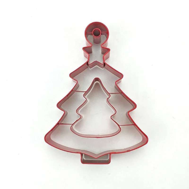 
Tree-shaped Stainless steel powder-sprayed biscuit cookie cutter mold cake mousse ring with press dessert pastry tools 
