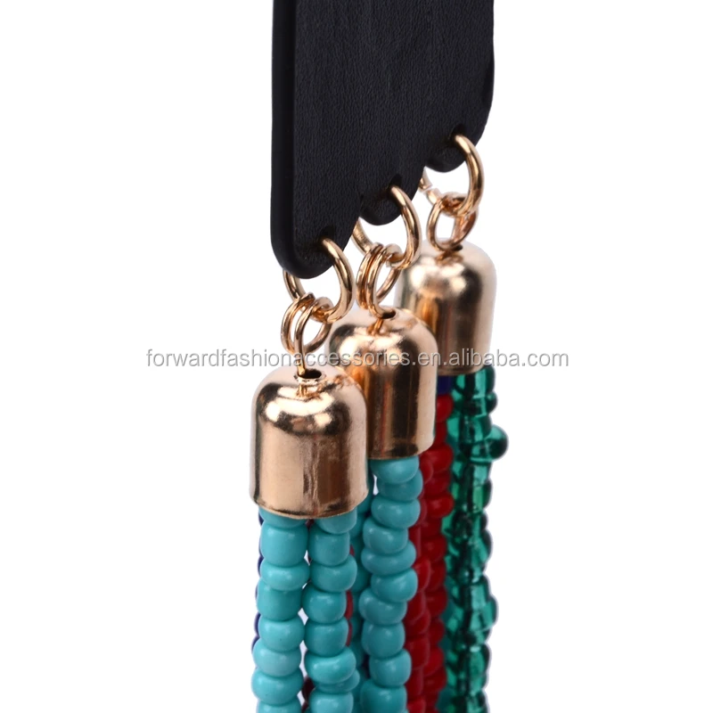 2017 new design Bohemian beads long tassel necklace costume jewelry