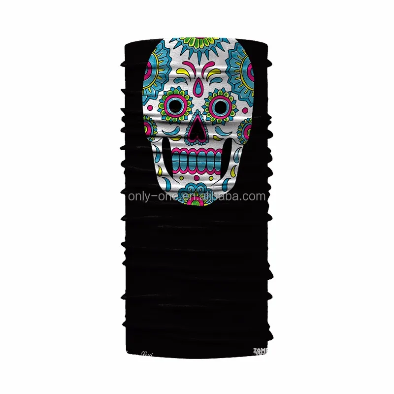 2017 Hot Sale 100% Polyester Microfiber New Design Custom Multifunction Seamless Skull Mask Bandana