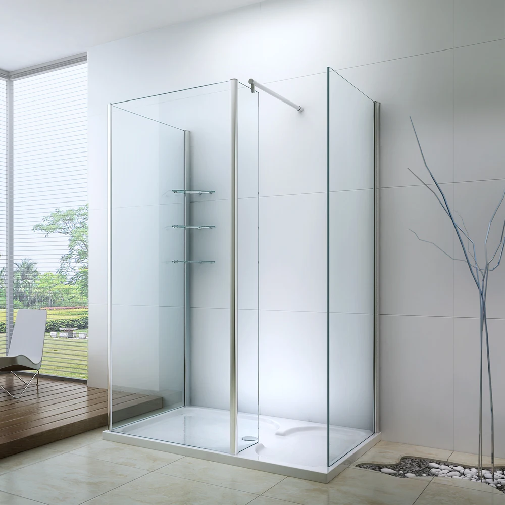 Walk in 6mm clear glass shower cabinet with rectangle tray
