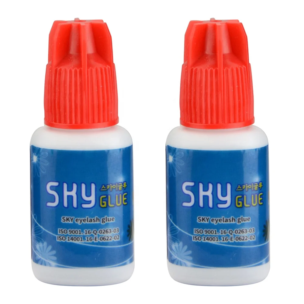 Korea Sky Crystal Black Private Label Eyelash Extension Glue 1 Second Lashes Glue Adhesive Red Cap