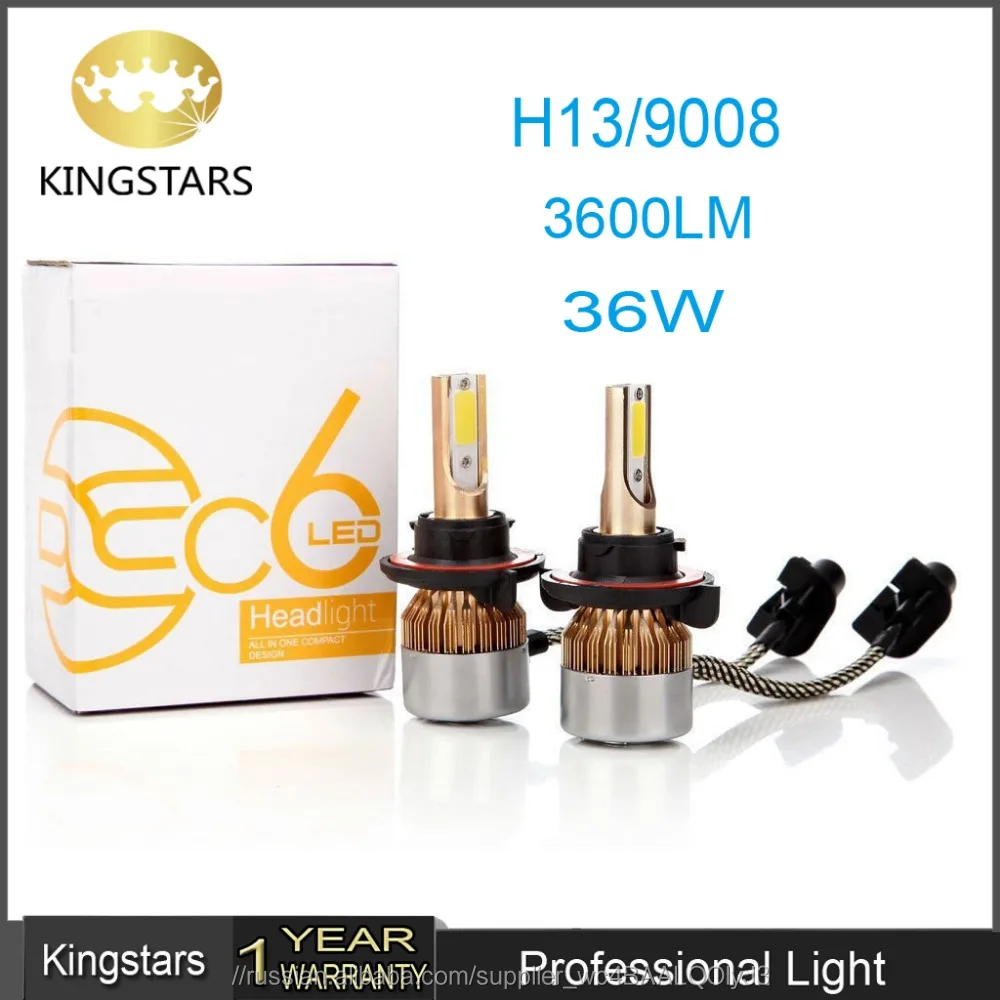 H13 9008 автомобилей светодиодные фары лампы Conversion Kit COB чип Заменить для/ближнего света DRL Туман светло- 7200LM