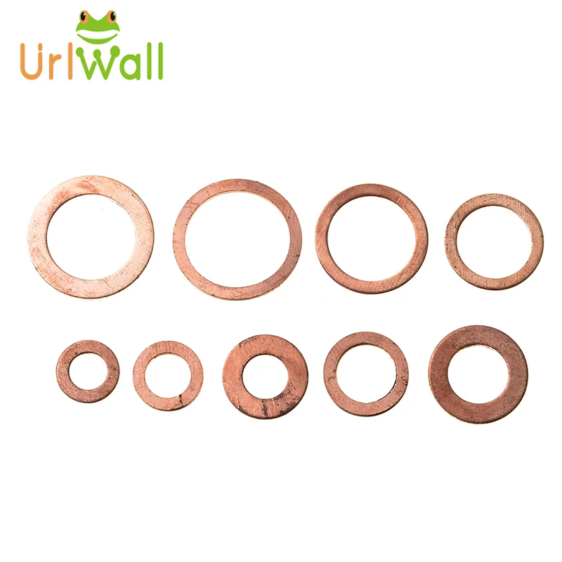 Factory Gasket outlet 200pcs metal fasteners box fireproof sealing round flat copper gasket