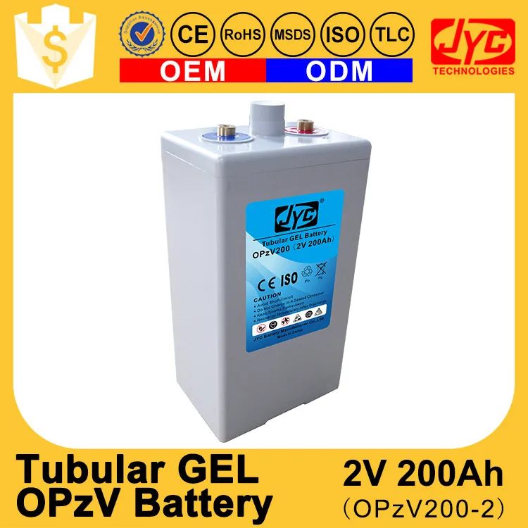Continual Hot Sale JYC Brand 2V 200Ah Rechargeable Tubular GEL OPzV Battery