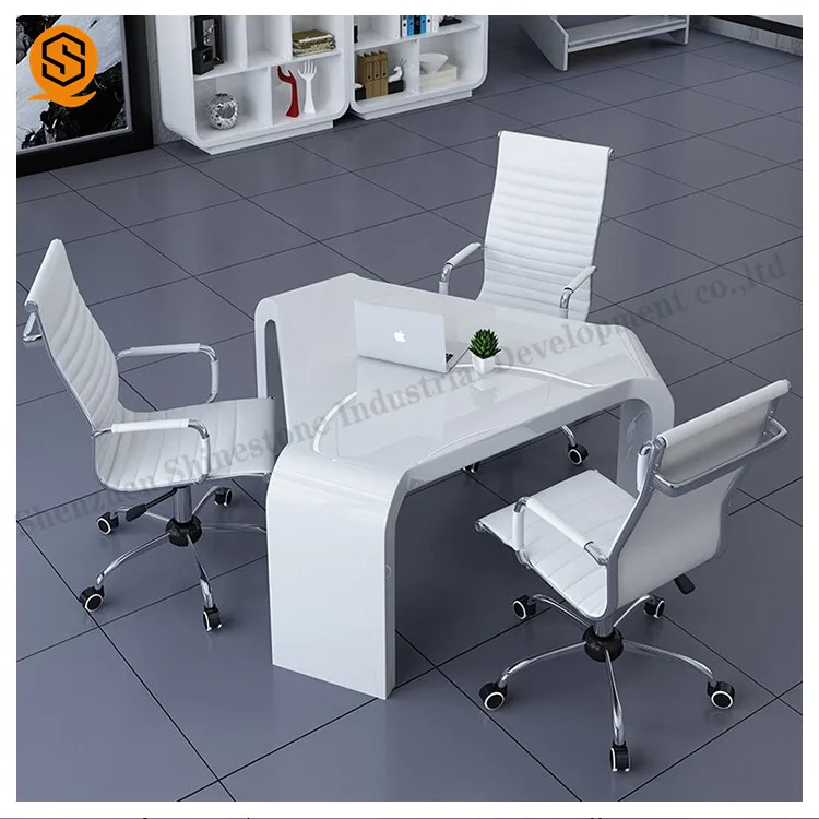 Triangle 3 persons office meeting table smart computer desk