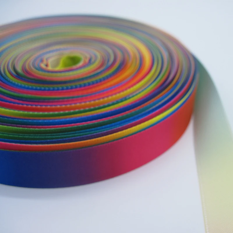 100% Polyester Single Face Satin Rainbow Ribbon decoration ribbon