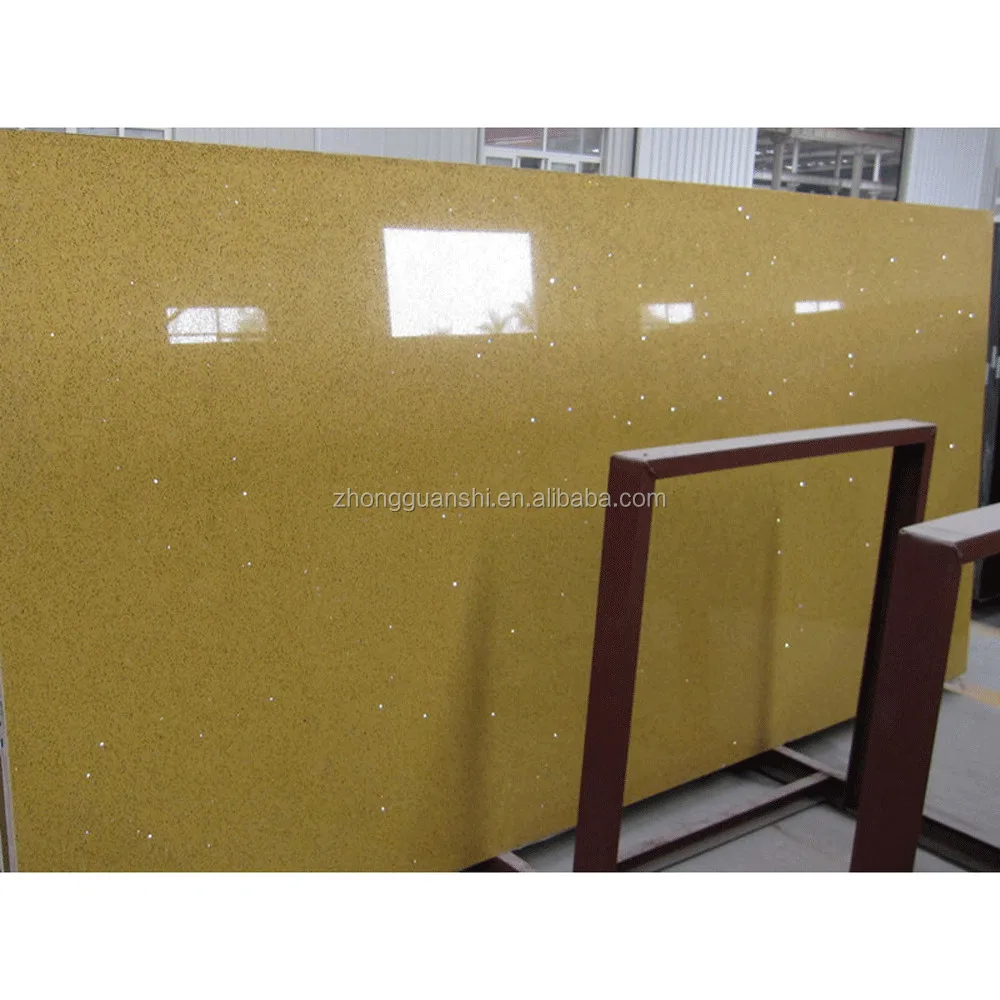 High Quality Yellow Crystal Artificial Quartz Stone Sheet