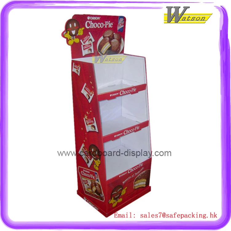 retail shop wholesale factory price corrugated cardboard material display shelf for chocolate bun