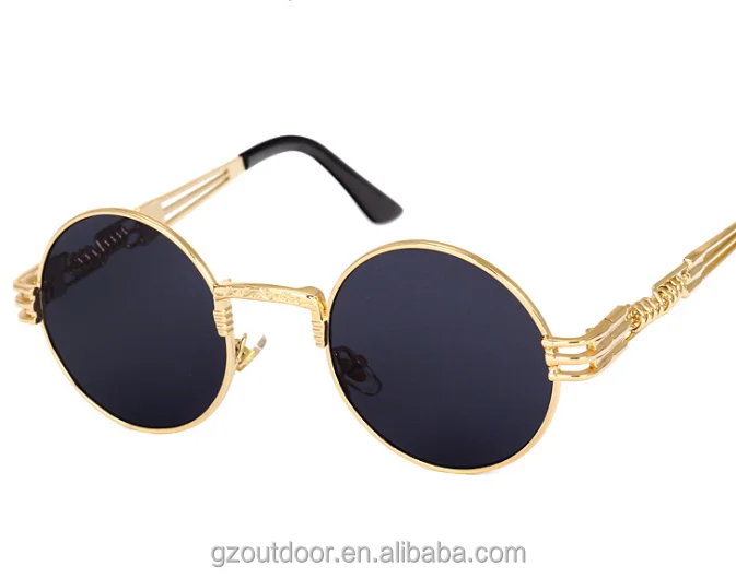 2021 Steampunk Sunglasses Men Women Metal Eye glasses Round Shades Brand Sun glasses Mirror High Quality UV400 8010