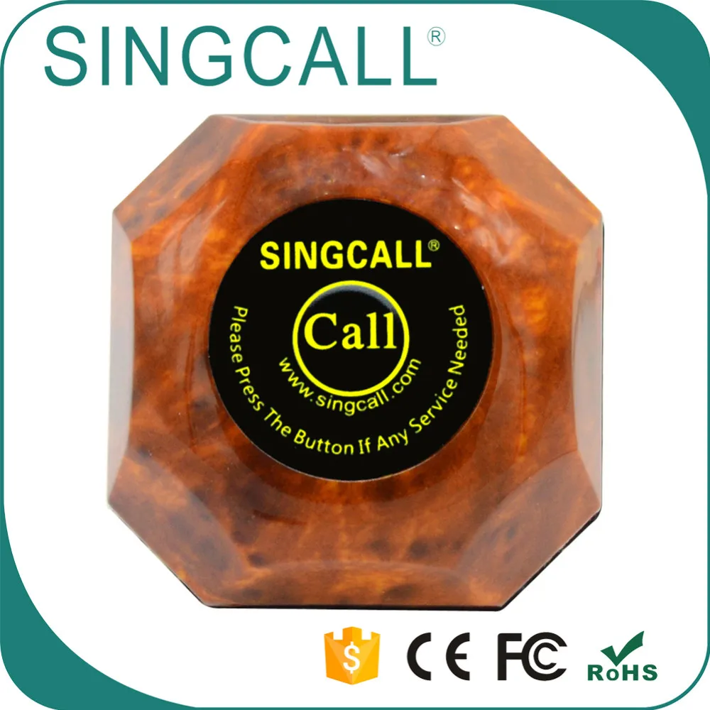 Беспроводной звонок SINGCALL, кнопка пейджера для ресторана, деревянный пейджер APE560