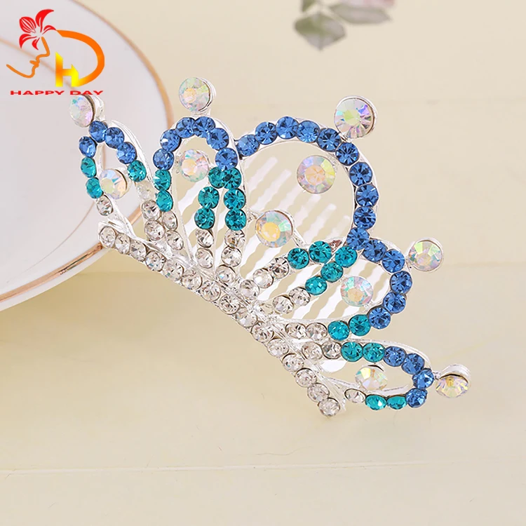 Wholesale Princess Colorful Rhinestone Crown Hair Accessories Bridal Tiara