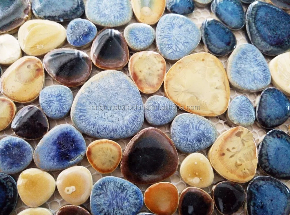 Glazed Blue Mosaic Ceramic Pebble Porcelain Tile Bath Shower Wall Flooring Tiles Marble Mosaic