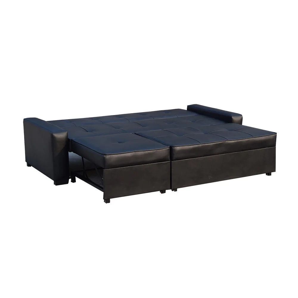 Seattle style multi purpose black leather sofa bed
