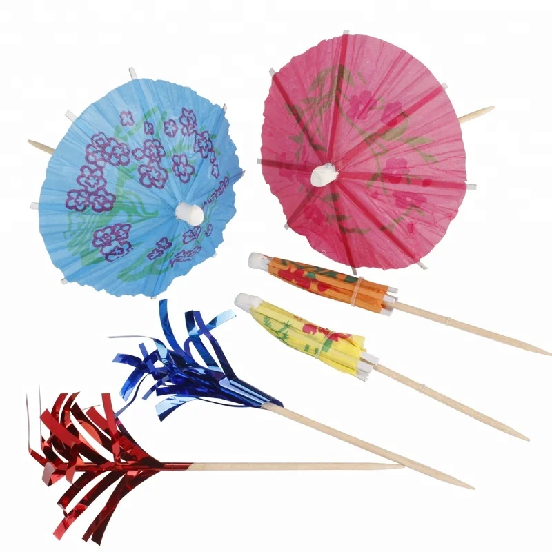 Wholesale Disposable Wooden Decorative Umbrella Picks Fireworks Food Picks