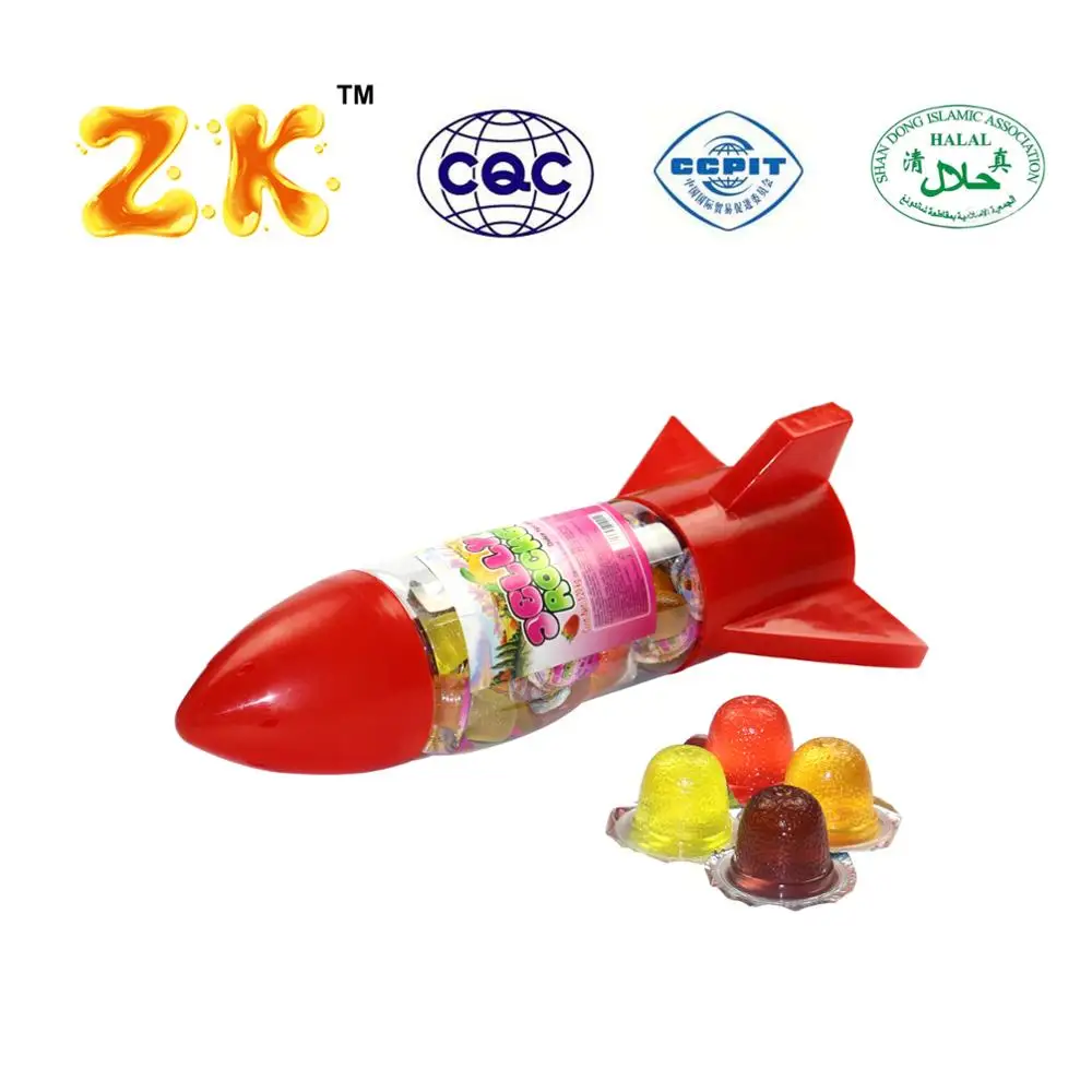 Assorted 12g mini fruit jelly cup rocket shape jar packing 16g fruit flavor jelly cup