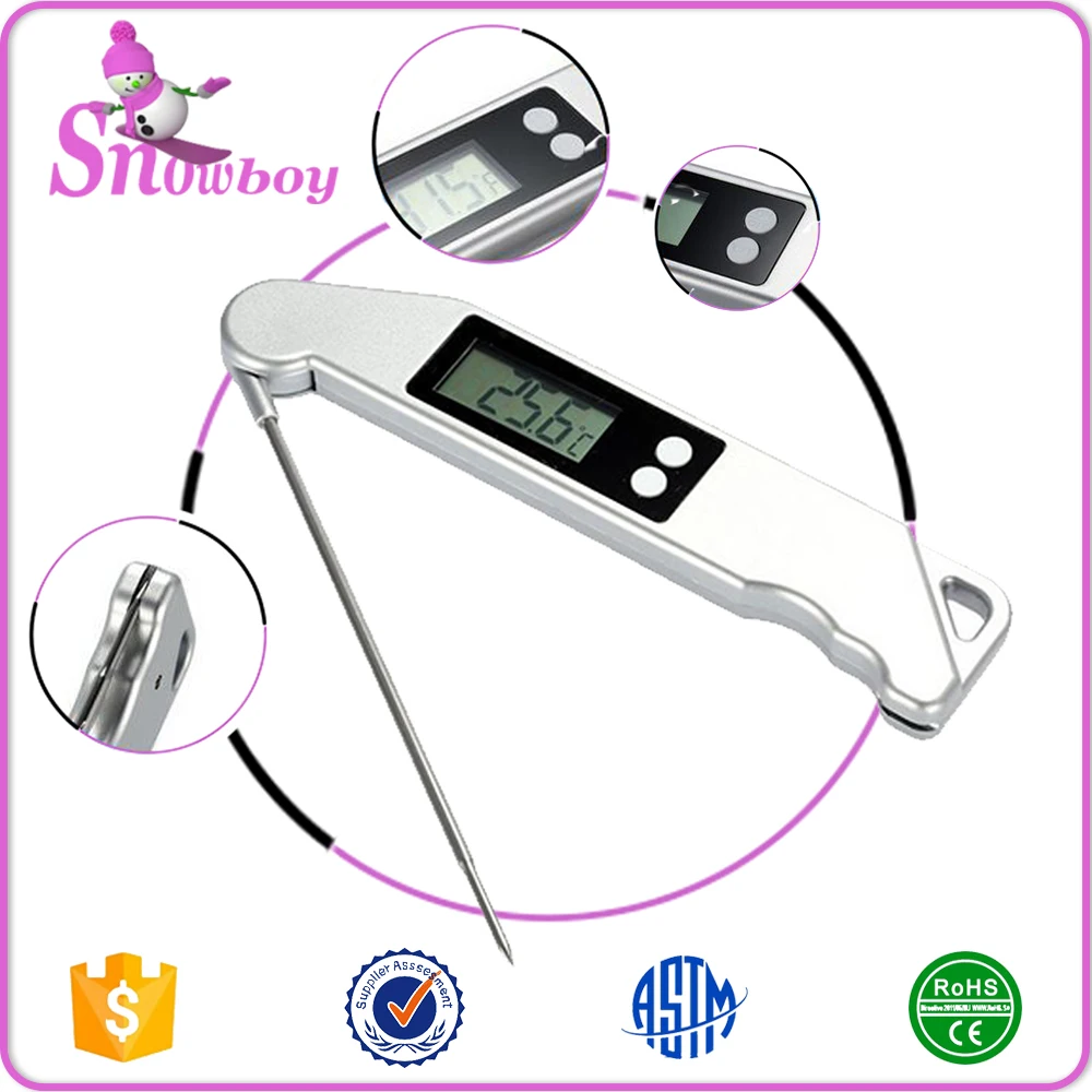 Hot Sale in Bulk Silver Digital BBQ Food Wireless collapsible Cooking Thermometer