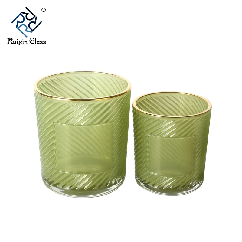 Electroplating Colored Candle Glass Holders Gold Rimmed