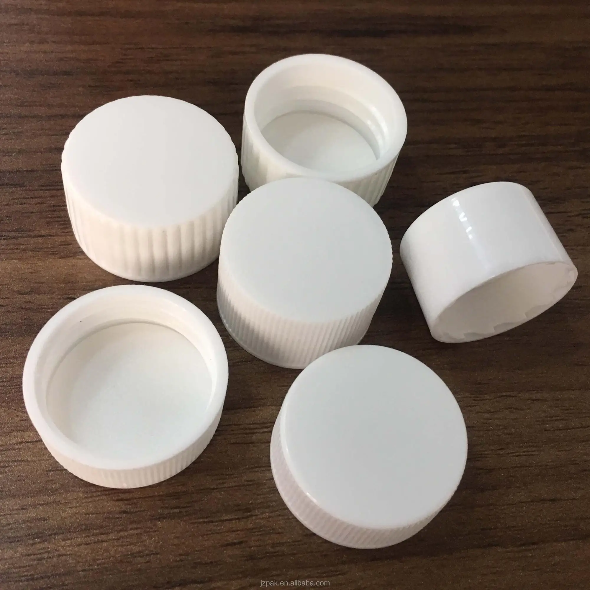 Cosmetic package PP white plastic bottle screw caps 20mm, 24mm, 28mm, 38mm plastic screw top lid/ closure