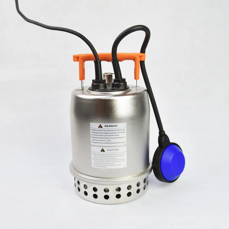 
1/3 hp compact structure clear water dirty water 1.25 inch outlet submersible stainless steel pump 