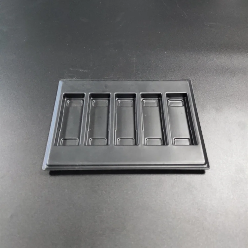 Custom black PS vac form tray for cosmetic bottles High quality thick vac form insert tray for display