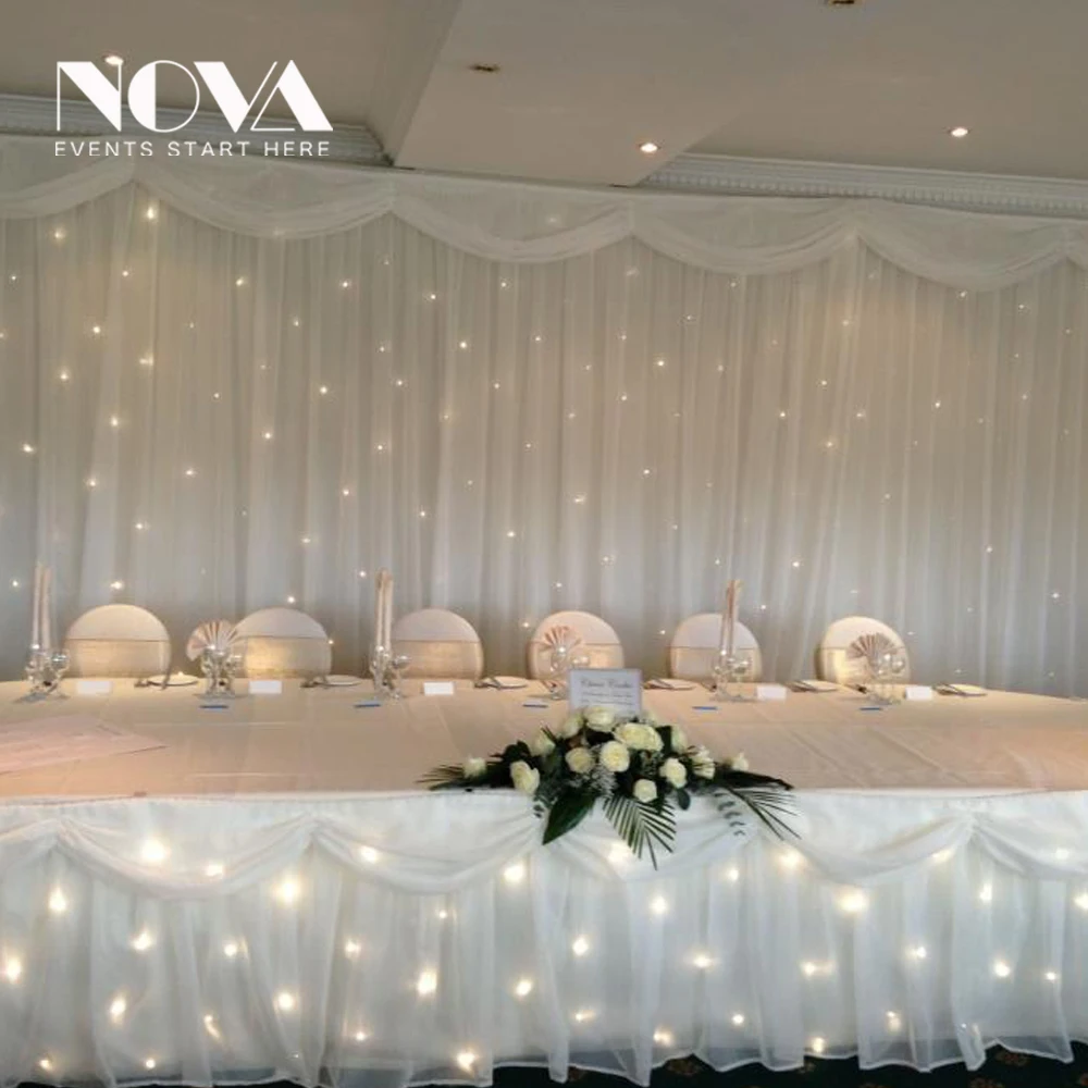 White LED Curtain drape for wedding events tent room decoration